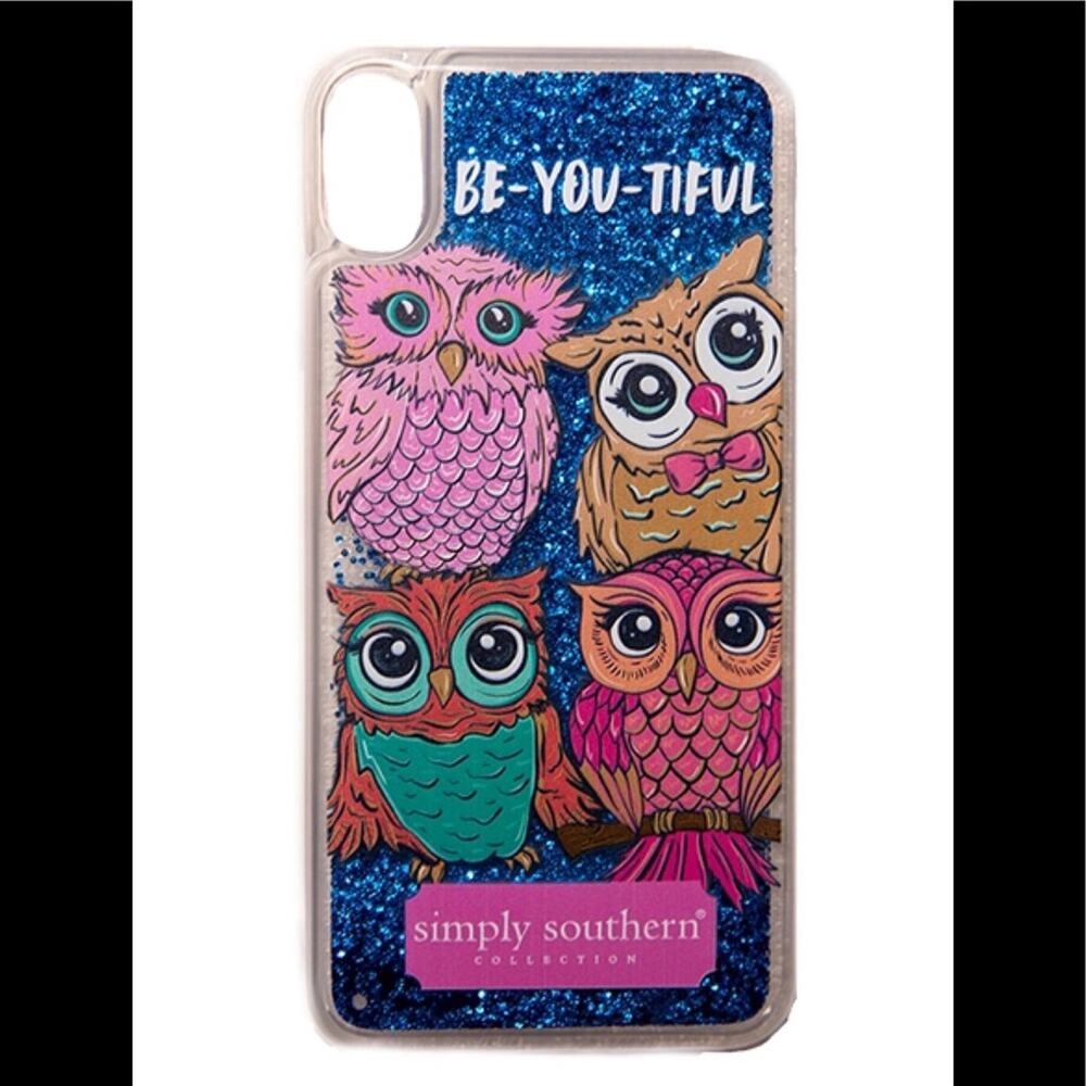 Simply Southern Phone case Owl Liquid Glitter iPhone XS Max NWT